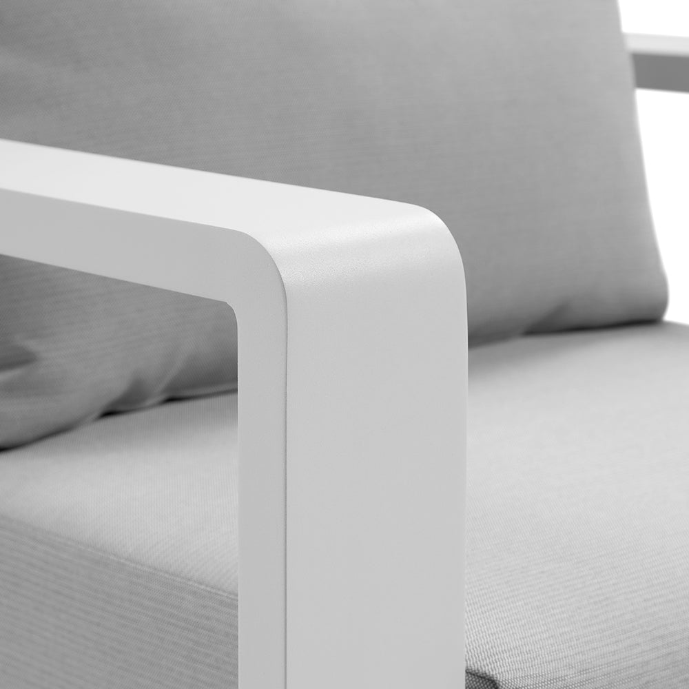 Whitehaven 2+1+1 Seater Outdoor Aluminium Lounge with Hugo Round Coffee Table Set