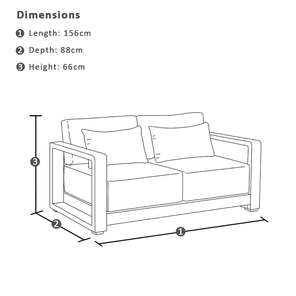 Whitehaven 2+1+1 Outdoor Aluminium Lounge Set with Sunbrella Cushions with Santorini Coffee Table