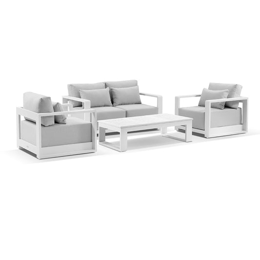 Whitehaven 2+1+1 Seater Outdoor Aluminium Lounge Set with Santorini Coffee Table