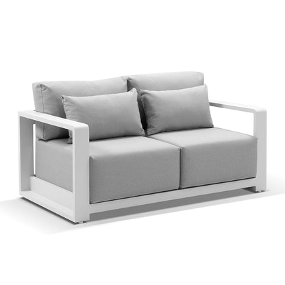Whitehaven 2+1+1 Seater Outdoor Aluminium Lounge with Hugo Round Coffee Table Set