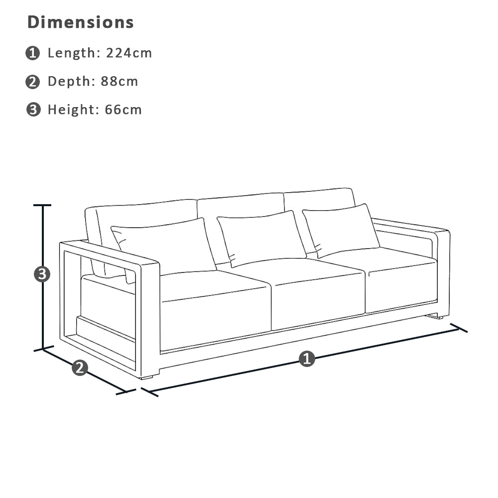 Whitehaven 3+1+1 Outdoor Aluminium Lounge with Sunbrella Cushions with Hugo Coffee Table Set