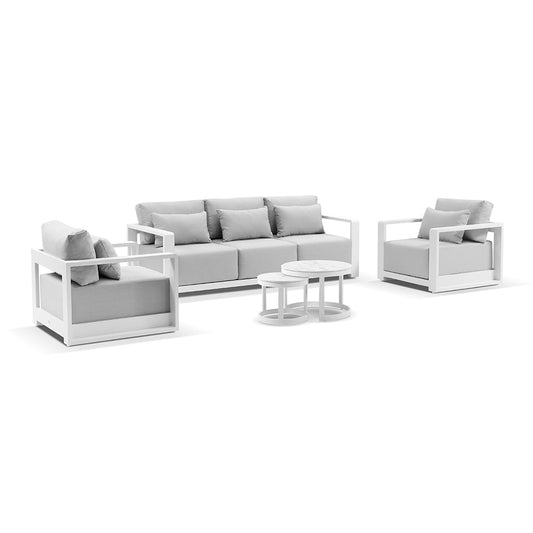 Whitehaven 3+1+1 Seater Outdoor Aluminium Lounge with Hugo Coffee Table Set