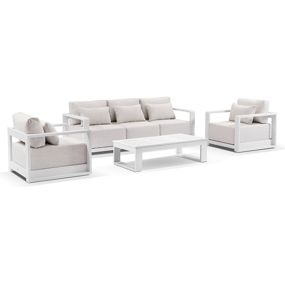 Whitehaven 3+1+1 Seater Outdoor Aluminium Lounge Set with Santorini Coffee Table