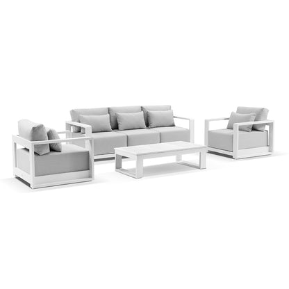 Whitehaven 3+1+1 Seater Outdoor Aluminium Lounge Set with Santorini Coffee Table