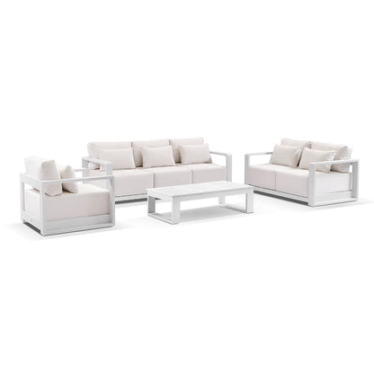Whitehaven 3+2+1 Outdoor Aluminium Lounge with Sunbrella Cushions with Santorini Coffee Table