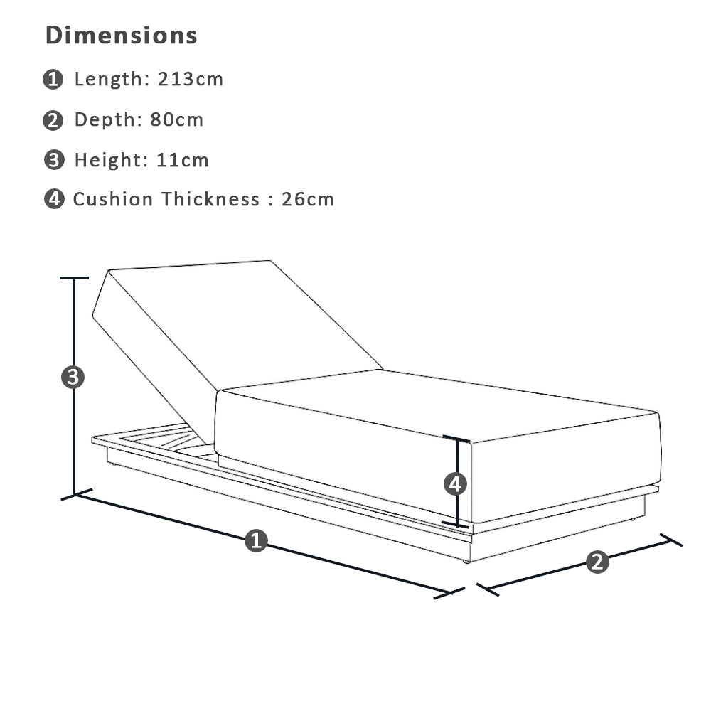Whitehaven Outdoor Aluminium Single Sun lounge