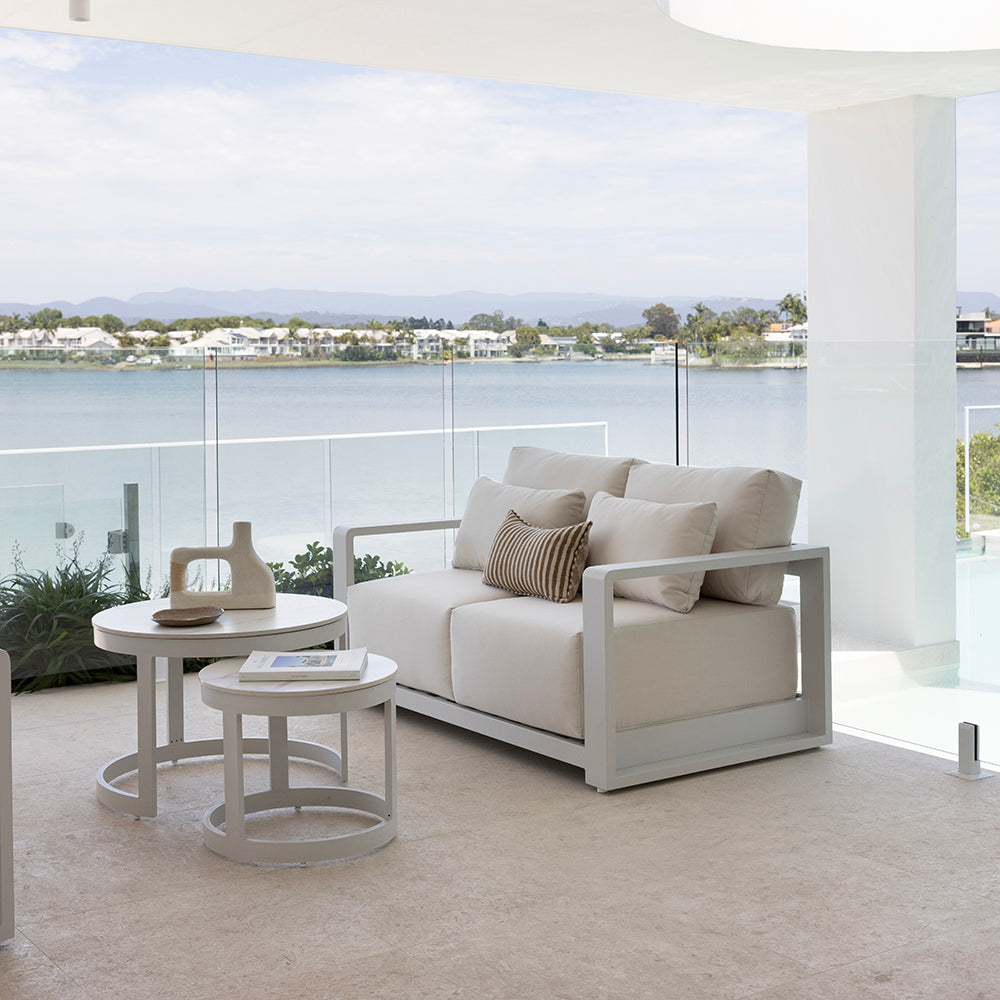 Whitehaven 2+1+1 Outdoor Aluminium Lounge with Sunbrella Cushions with Hugo Coffee Table Set