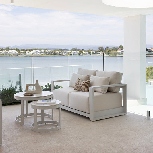Whitehaven 3+2+1 Outdoor Aluminium Lounge with Sunbrella Cushions with Hugo Coffee Table Set