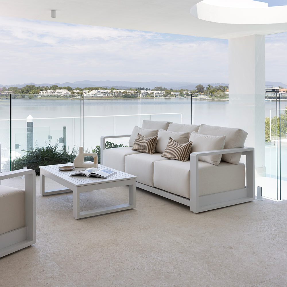 Whitehaven 3 Seater Outdoor Aluminium Lounge with Sunbrella Cushions