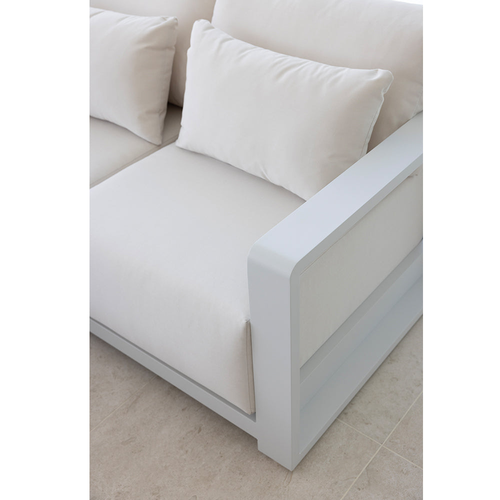 Whitehaven 3+1+1 Outdoor Aluminium Lounge with Sunbrella Cushions with Santorini Coffee Table