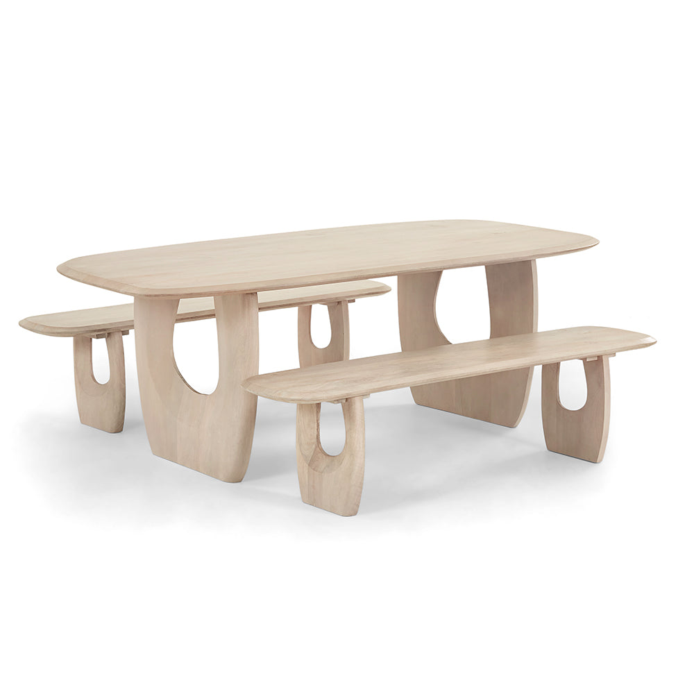 Abbotsbury Indoor 2.2m Timber Dining Setting with Benches