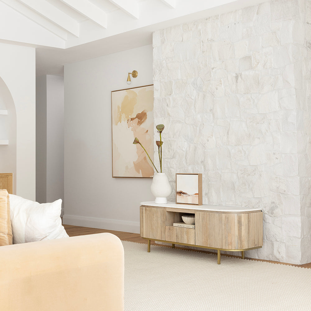 Abbotsbury Indoor Marble Top TV Entertainment Unit