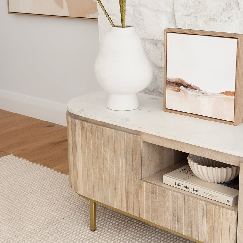 Abbotsbury Large Indoor Marble Top TV Unit