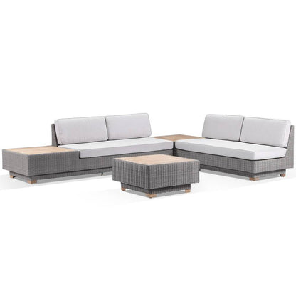 Acapulco Package A - Outdoor Wicker and Teak Lounge with Sunbrella Cushions