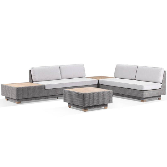 Acapulco Package A - Outdoor Wicker and Teak Lounge with Sunbrella Cushions