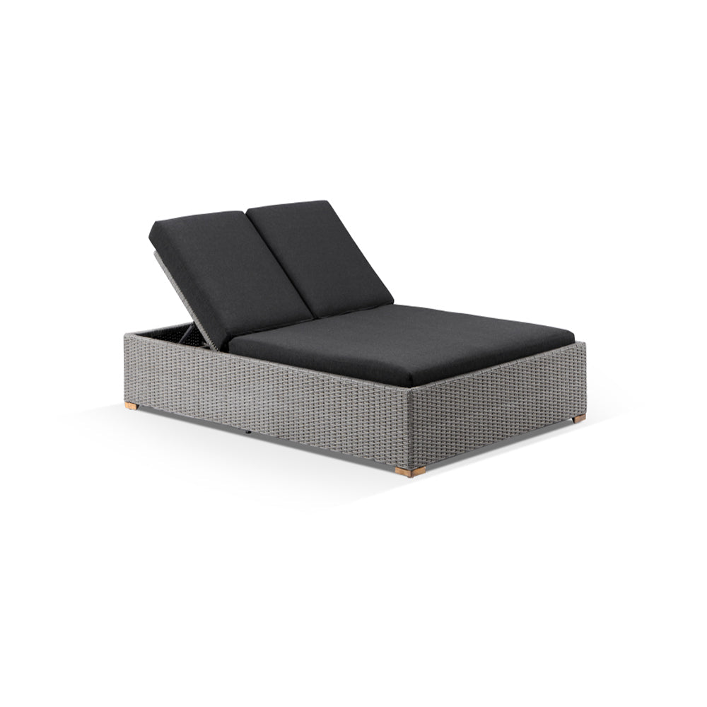 Breeze Outdoor Wicker Double Sun Lounge with Side Table Set