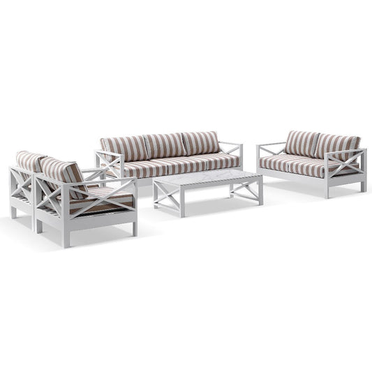 Kansas 3+2+1+1 seater Outdoor Aluminium Lounge Set with Coffee Table in Sunbrella