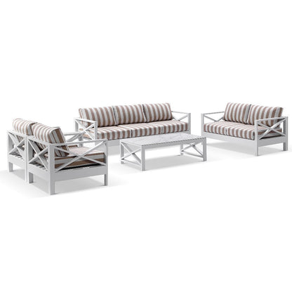 Kansas 3+2+1+1 seater Outdoor Aluminium Lounge Set with Coffee Table in Sunbrella