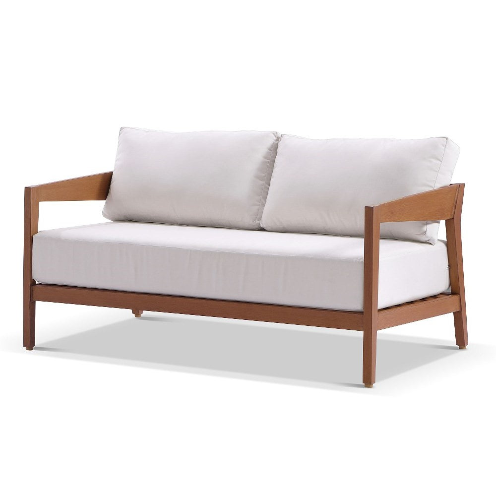 Bronte 2 Seater Outdoor Teak Look Aluminium Lounge with Sunbrella Cushions