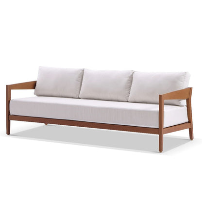 Bronte 3 Seater Outdoor Teak Look Aluminium Lounge with Sunbrella Cushions