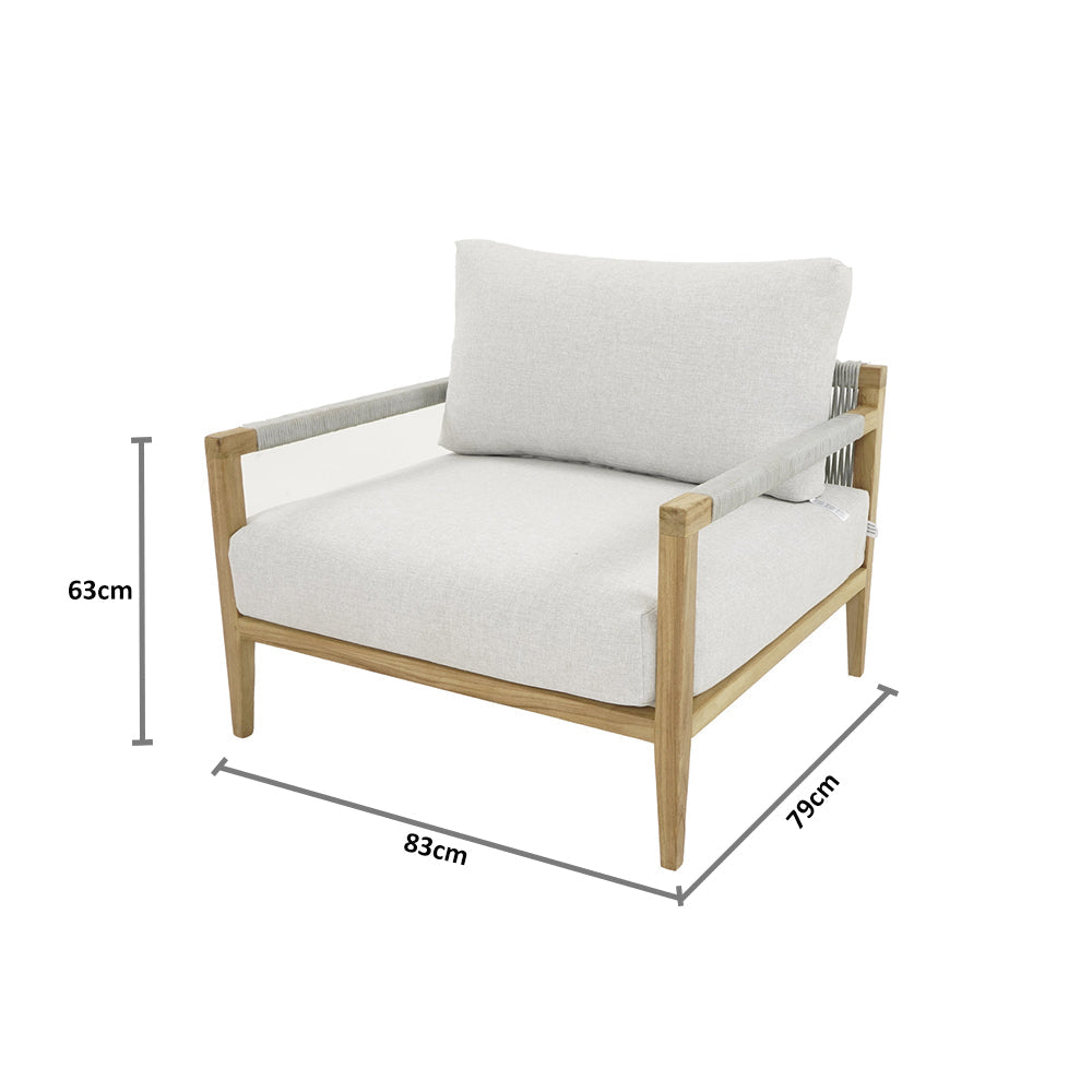 Allora 1 Seater Timber and Rope Armchair Lounge