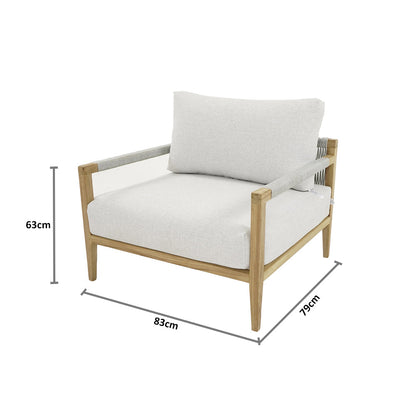 Allora 1 Seater Timber and Rope Armchair Lounge