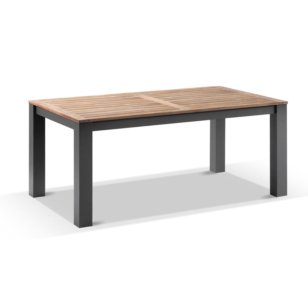 Balmoral 1.8m Outdoor Teak Top Aluminium Table with 6 Watego Malawi Style Chairs