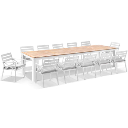 Balmoral 3.55m Teak Top Aluminium Table with 12 Kansas Dining Chairs