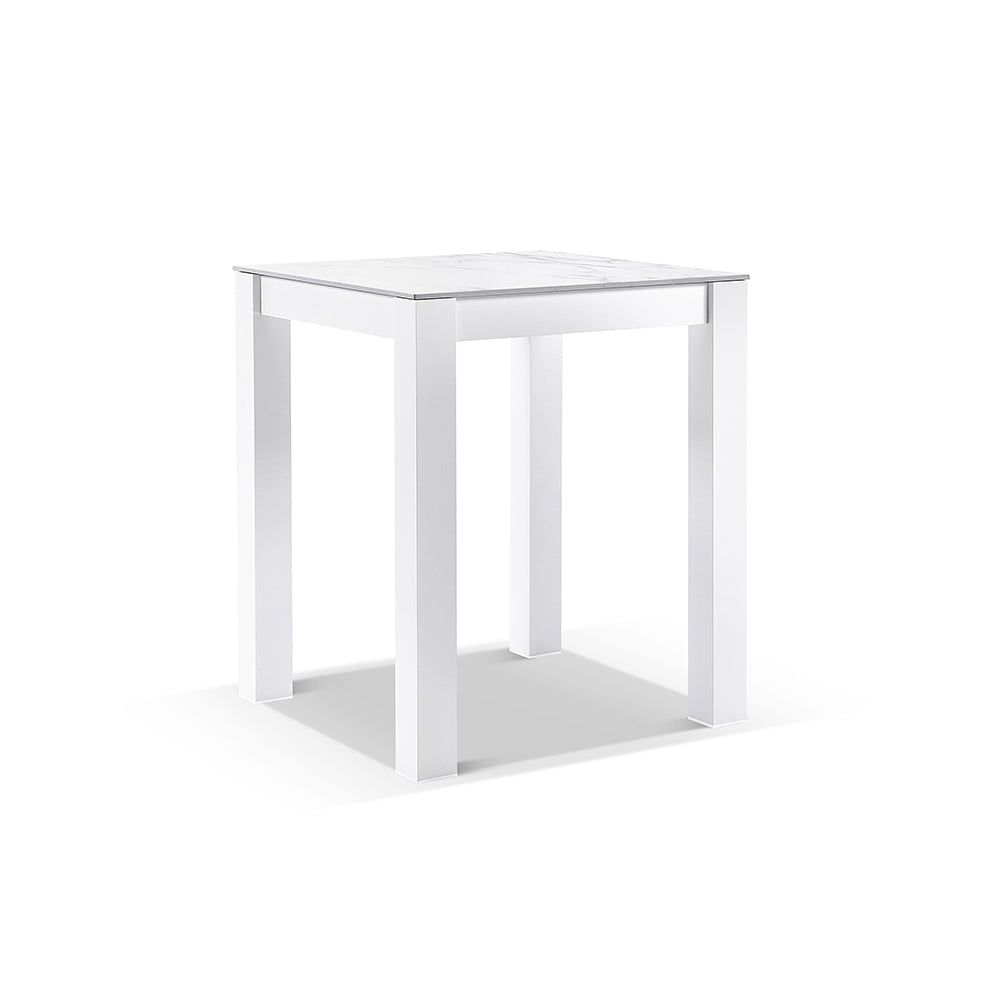 Hugo Ceramic Square Aluminium Bar Table with 4x Hugo Rope Bar Stools