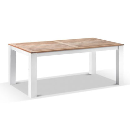 Balmoral 1.8m Outdoor Teak Top Aluminium Table with 6 Watego Malawi Style Chairs
