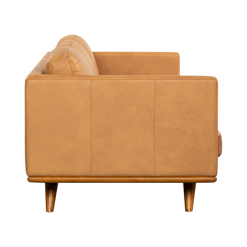 Manly Italian Leather Couch Indoor 3 Seater Tan Lounge Sofa