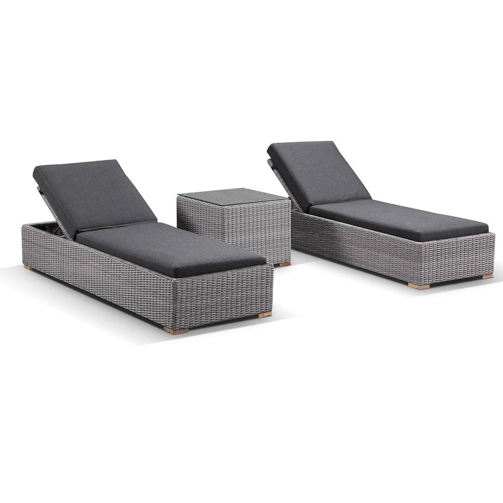 Breeze Outdoor Wicker Sun Lounge Set with Side Table in Half Round Wicker