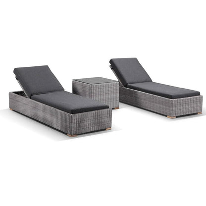 Breeze Outdoor Wicker Sun Lounge Set with Side Table in Half Round Wicker