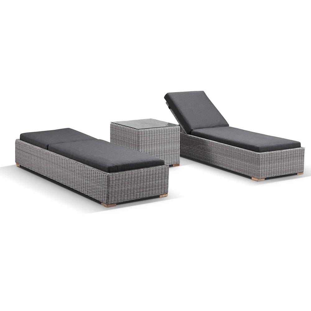 Breeze Outdoor Wicker Sun Lounge Set with Side Table in Half Round Wicker