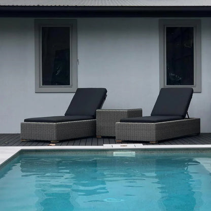 Breeze Outdoor Wicker Sun Lounge Set with Side Table in Half Round Wicker