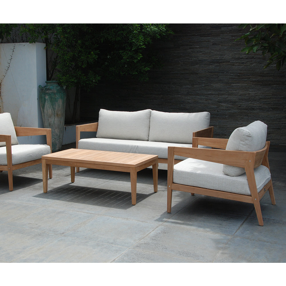 Caledonia 2+1+1 Outdoor Teak Timber Lounge Setting with Coffee Table