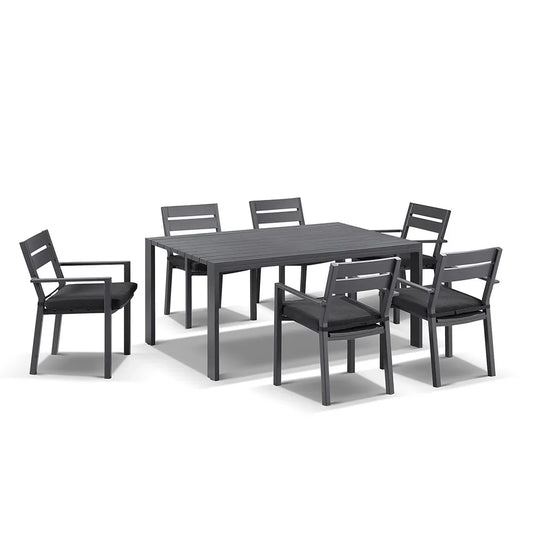 Capri 6 Seater Outdoor Aluminium Dining Setting with Santorini Chairs
