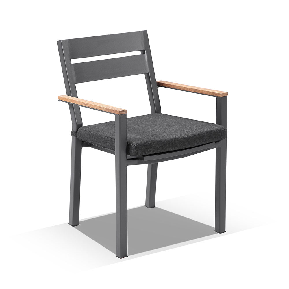 Hugo Ceramic 1.8m Outdoor Aluminium Dining Table with 6 Capri Chairs Setting