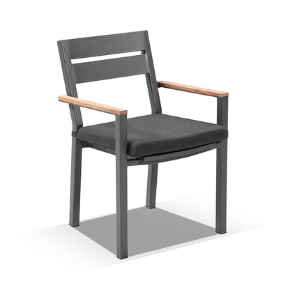 Hugo Ceramic 2.5m Outdoor Aluminium Dining Table with 8 Capri Chairs Setting