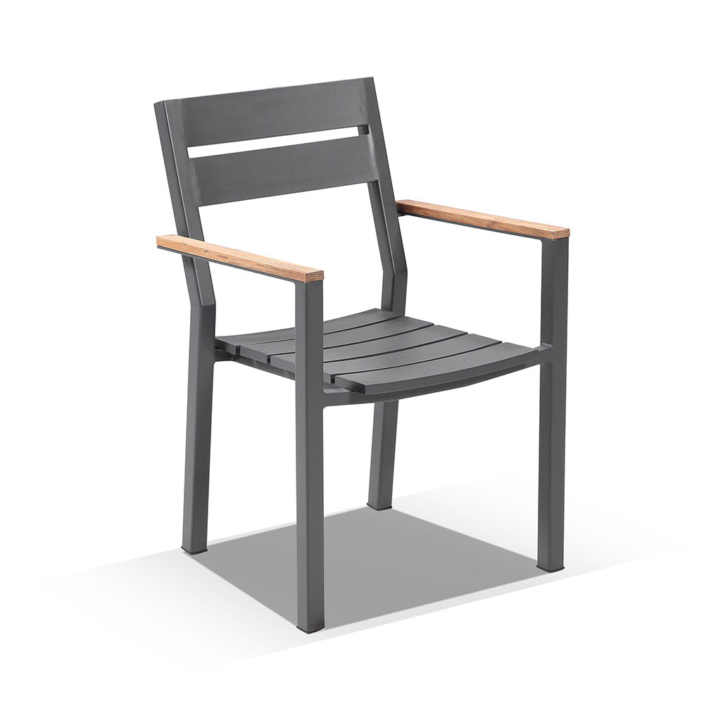 Hugo Ceramic 1.8m Outdoor Aluminium Dining Table with 6 Capri Chairs Setting