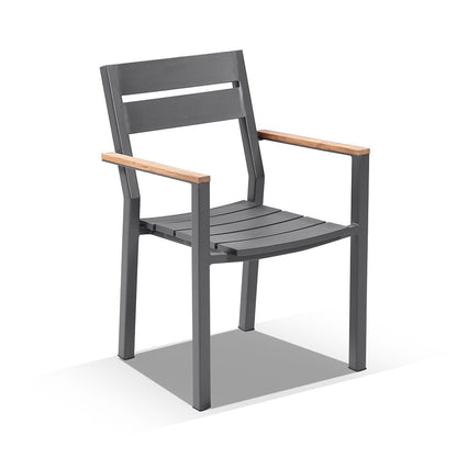 Hugo Ceramic 1.8m Outdoor Aluminium Dining Table with 6 Capri Chairs Setting