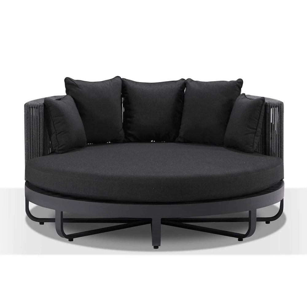 Cannes Outdoor Round Aluminium and Rope Daybed Sun Lounge