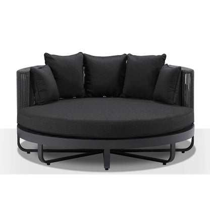 Cannes Outdoor Round Aluminium and Rope Daybed Sun Lounge