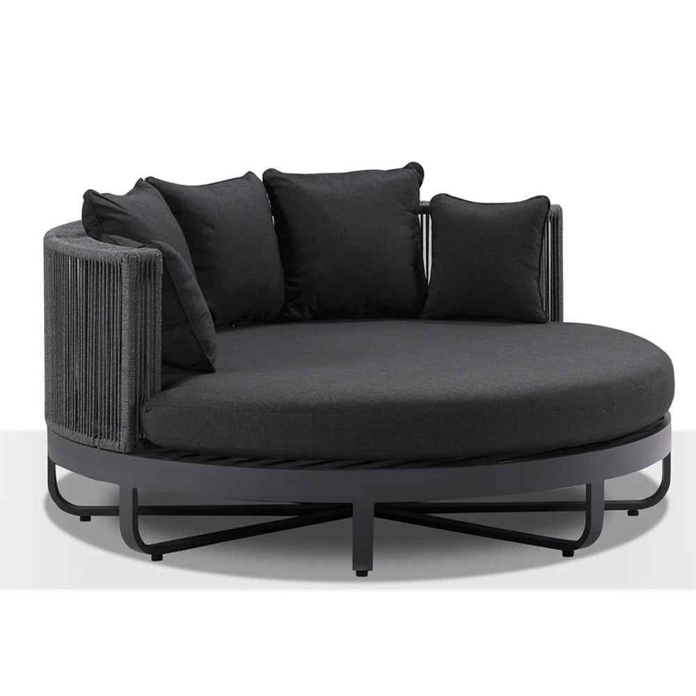 Cannes Outdoor Round Aluminium and Rope Daybed Sun Lounge