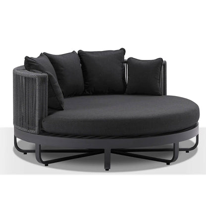 Cannes Outdoor Round Aluminium and Rope Daybed Sun Lounge