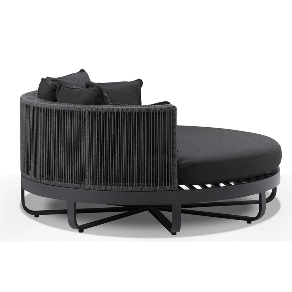 Cannes Outdoor Round Aluminium and Rope Daybed Sun Lounge