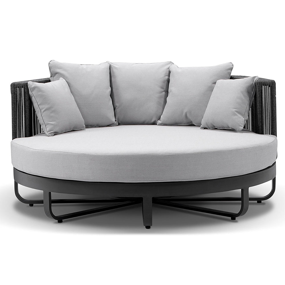 Cannes Outdoor Round Aluminium and Rope Daybed Sun Lounge