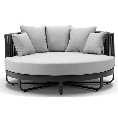 Cannes Outdoor Round Aluminium and Rope Daybed Sun Lounge