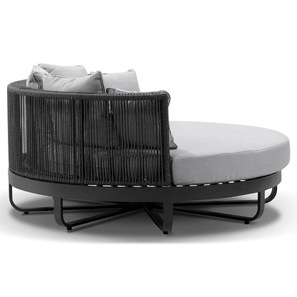 Cannes Outdoor Round Aluminium and Rope Daybed Sun Lounge