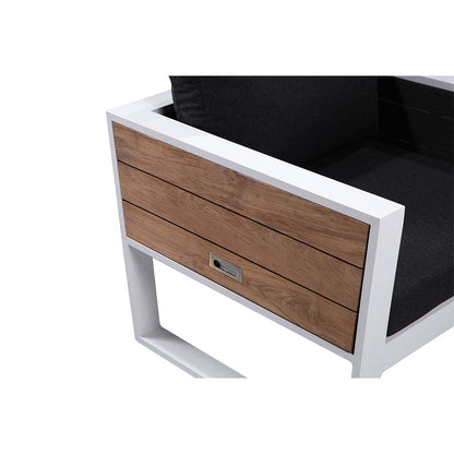 Corfu 3+1+1 Aluminium & Teak Lounge with Coffee Table & Side Table with Sunbrella® cushions